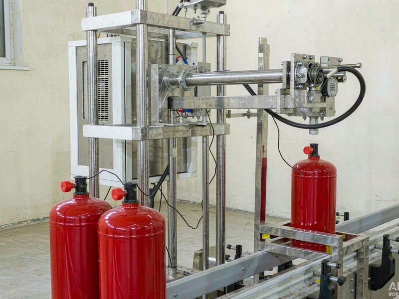 Automatic fire extinguisher production line