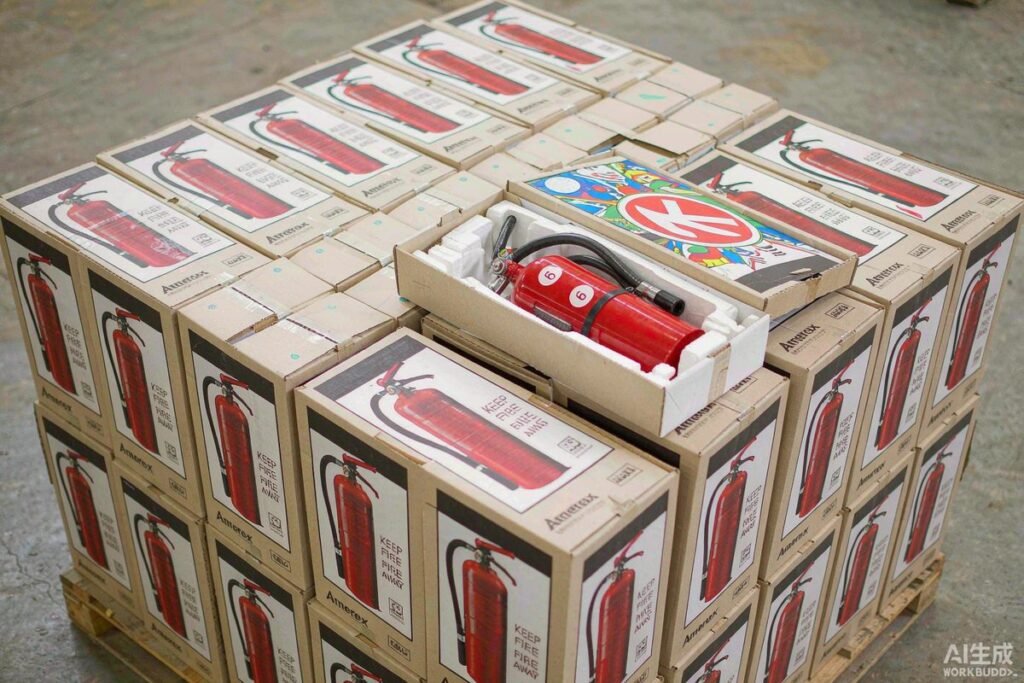 Retail cartons with individual fire extinguishers