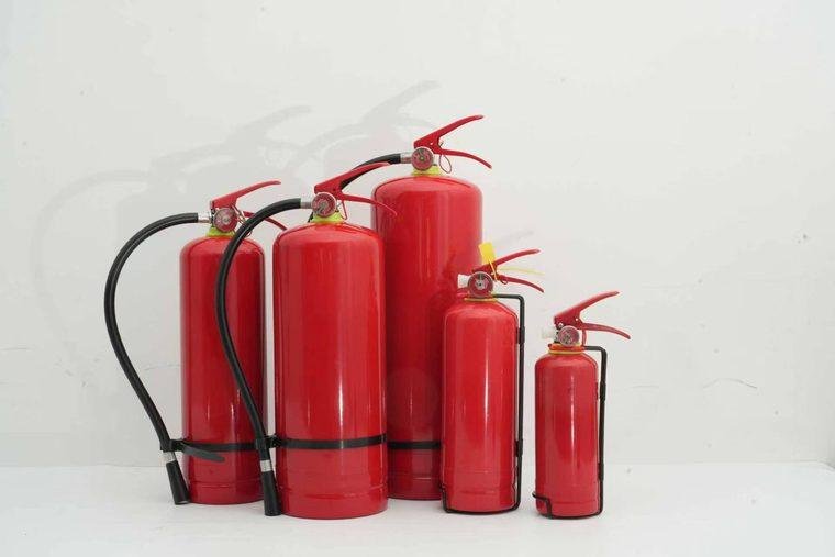 A group of portable fire extinguishers